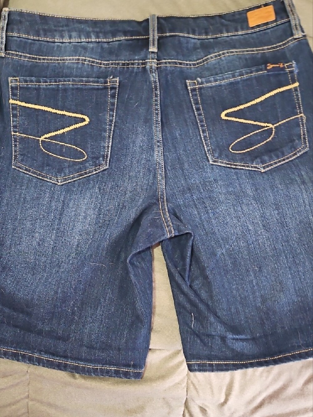 Seven7 Women's Dark Indigo Denim Boyfriend Bermuda Shorts - Picture 4 of 4